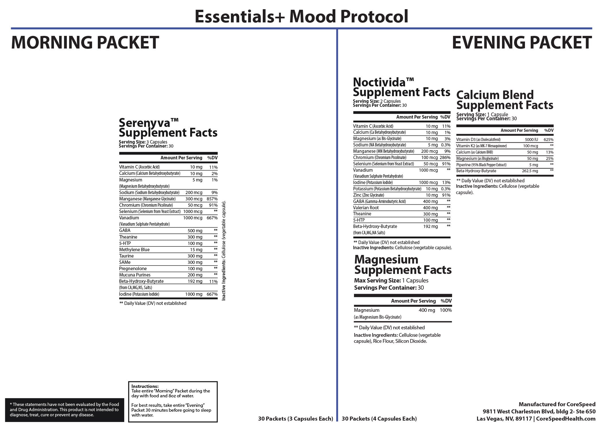 Essentials+ Mood Health Support — Supplement Facts