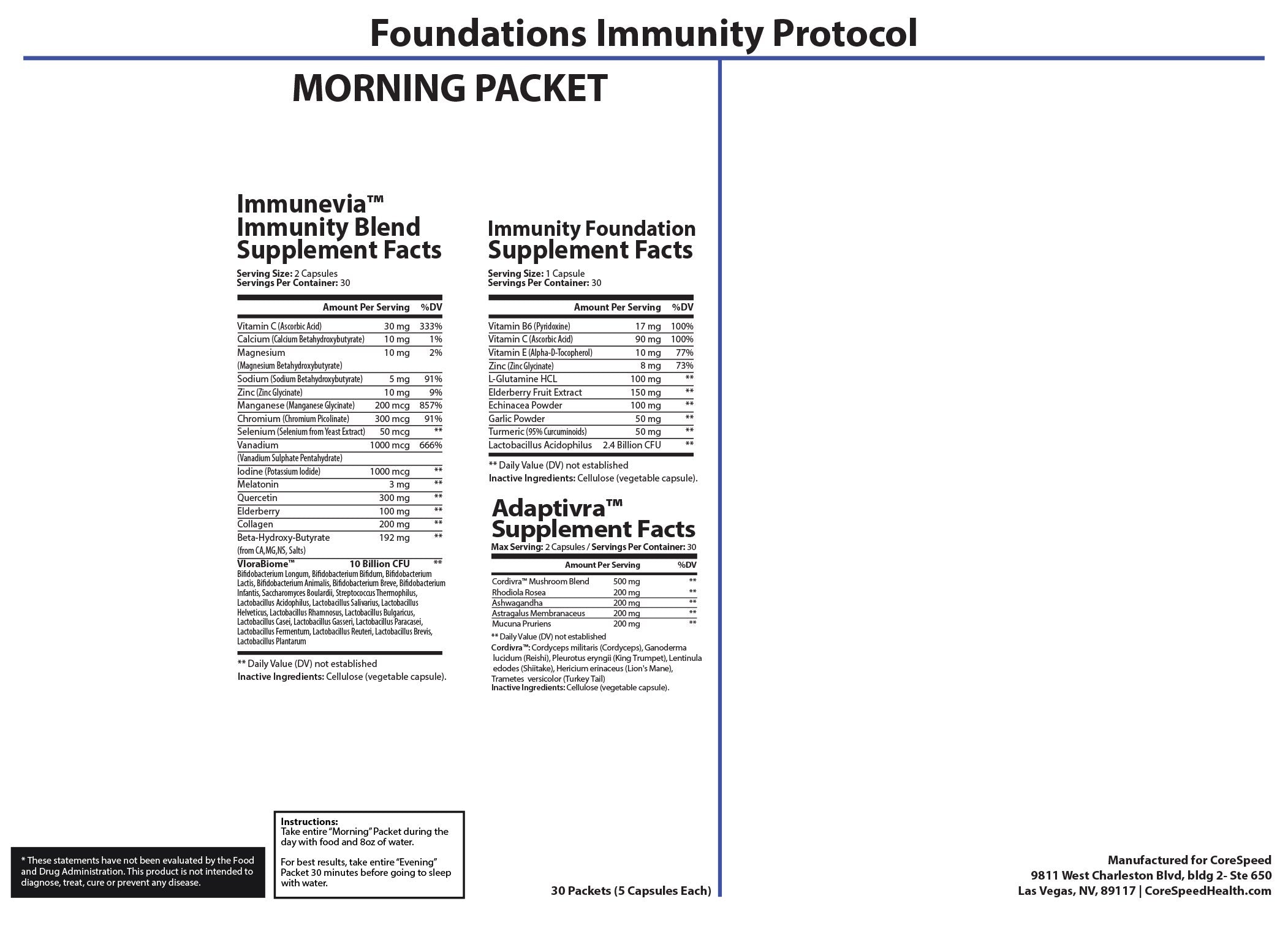 Foundations Immunity Health Support — Supplement Facts