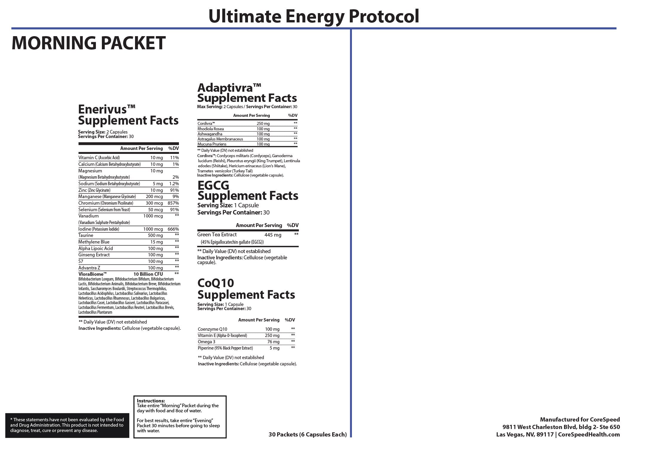 Ultimate Energy Health Support — Supplement Facts