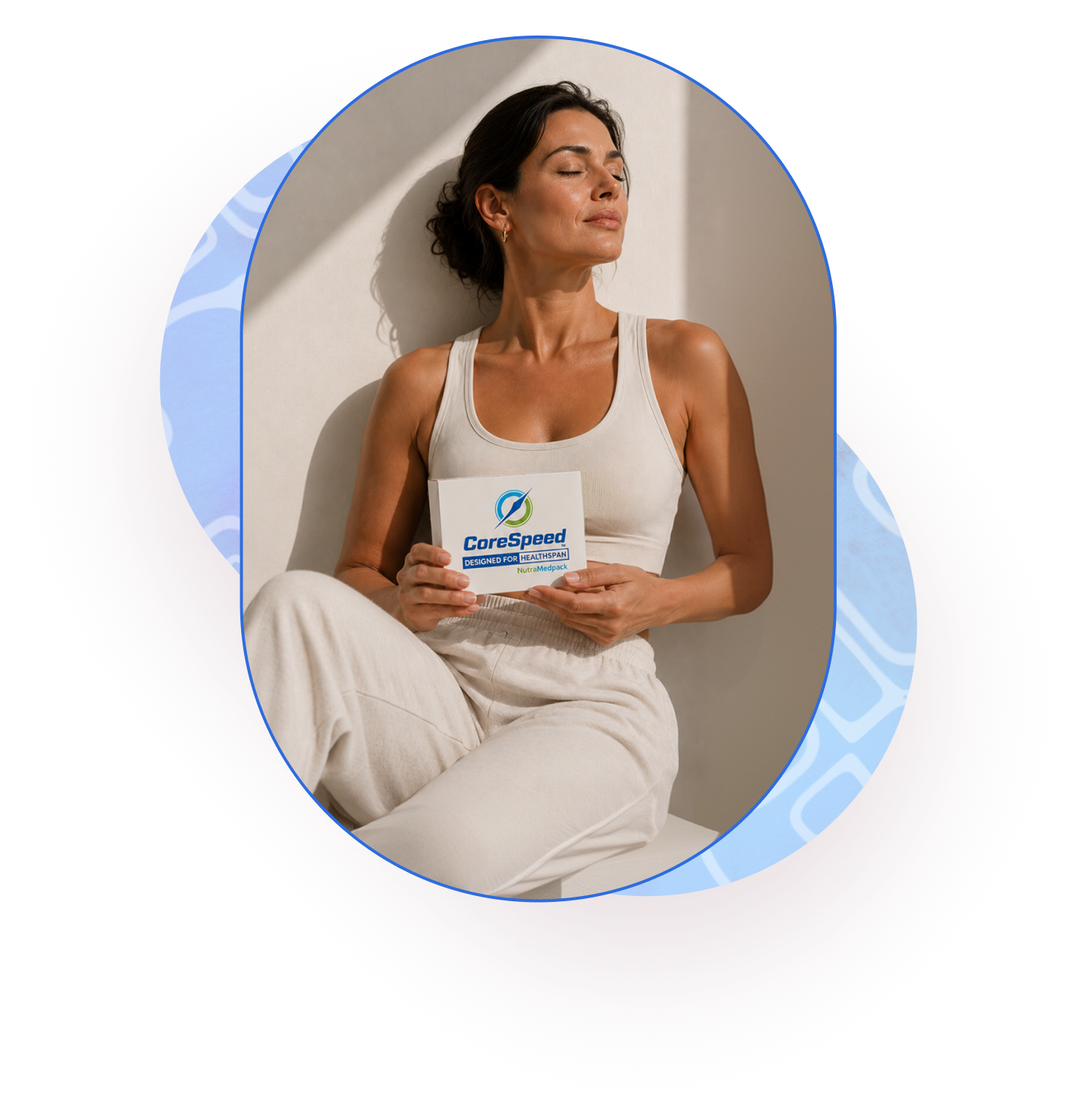 Woman enjoying a calm morning at home with a warm drink and her CoreSpeed Foundations Women's Health protocol